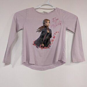 H&M Disney Frozen Graphic Long Sleeve Tee Mauve Size 4-6